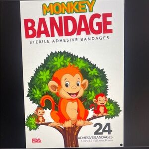 Monkey Bandage Sterile Adhesive Bandages - Orange Monkey Design